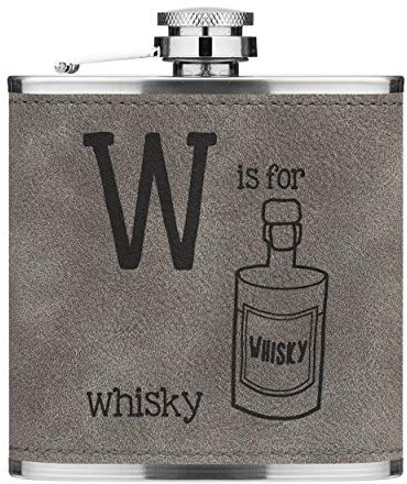 Lettre avec Est pour Whisky 6oz Cuir PU Hip Flasque Gris Luxe