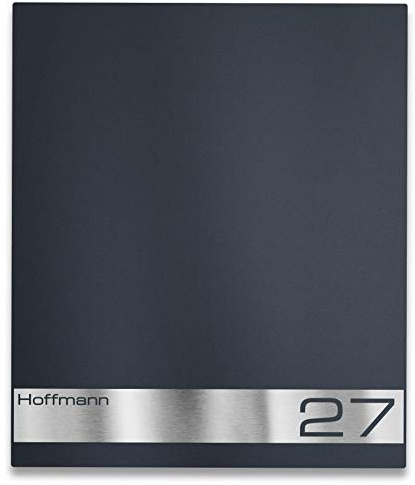 Metzler Briefkasten Toma mit Edelstahl Namensschild - Anthrazit RAL 7016 - Hausnummer & Name personalisierbar - Modernes Design - inkl. Befestigungsmaterial - Wandmontage - Schloss rechts