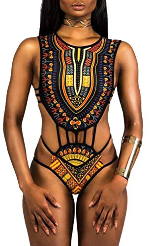Itresty Costumi da Bagno Stampa Africana Donna Intero Particolare Bikini Etnico Costume da Mare Nuoto Surf Spa Trikini Push Up Tankini Swimsuit Spiaggia Beachwear Swimwear Surfing Costume 8902BKM