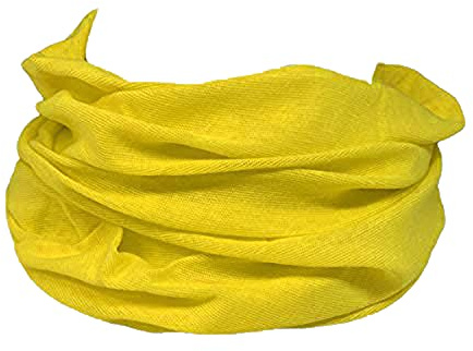Unisex Seamless Multifunctional Headwear Bandana Scarf - Elastic Tube Magic Headband Gaiter Balaclava Snood Face Covering Mask UV Residence for Yoga Running Hiking Cycling (Yellow)