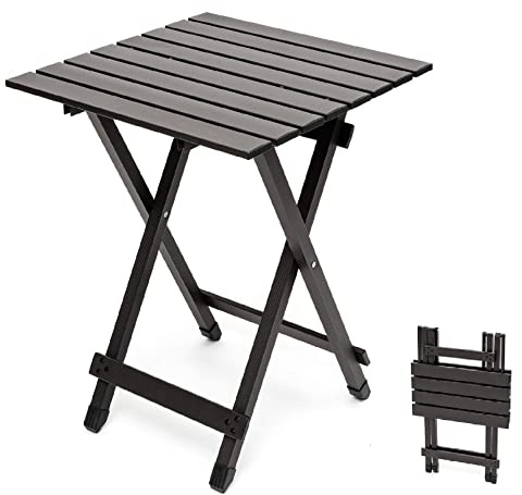 SUNNYFEEL Folding Camping Table - Lightweight Aluminum Portable Picnic Table, 18.5x18.5x24.5 Inch for Cooking, Beach, Hiking, Travel, Fishing, BBQ, Indoor Outdoor Small Foldable Camp Tables