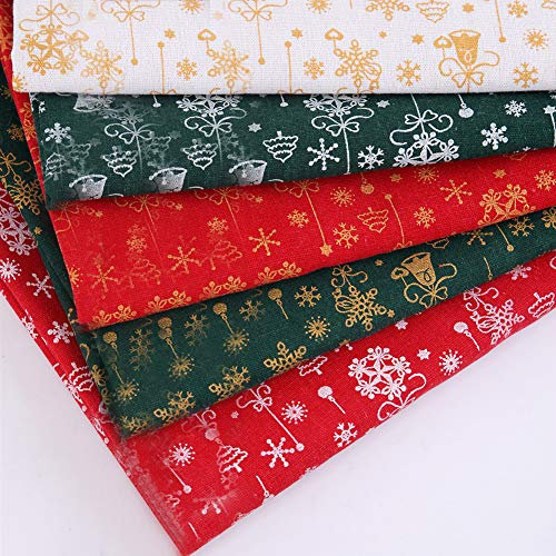 10 pcs Baumwollstoff Weihnachten Stoffpakete Patchwork Stoffe Baumwolle,Stoffe zum Nähen, Schneeflocke, Patchwork Stoffpaket zum Quilten DIY Basteln Handwerken, 20x20 cm