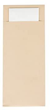Mank Bestecktasche 85 x 200 mm, mit 2-lagiger Tissue-Serviette in Weiß, Besteckhülle, Besteckbeutel in verschiedenen Farben (Naturbraun, 100)