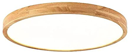LOVTAL Bois Rond LED Plafonnier, Nordique Ultra-Mince Lampe De Plafond Encastré Panneau Plat Éclairage De Plafond pour Salon, Chambre, Couloir,3 Color Lights-60cm 60W