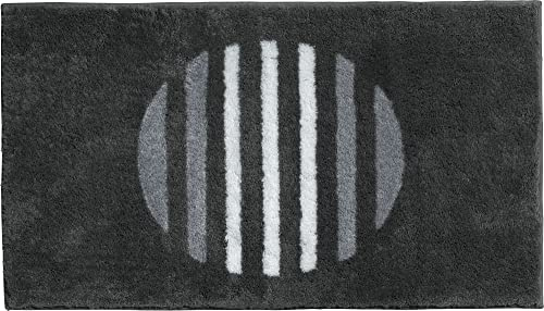 Erwin Müller Badematte, Badteppich, Badvorleger Streifen Matala - rutschhemmend, angenehmer Hochflor, für Fußbodenheizung geeignet - anthrazit Größe 80x140 cm