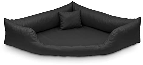 Juelle Orthopädisches Hundebett Eckbett mit Orthopädischer Hundematratze, Abnehmbarer Schutzhülle, Maschinenwäsche möglich, Dakota M-XXL (120x90cm, Grafit)
