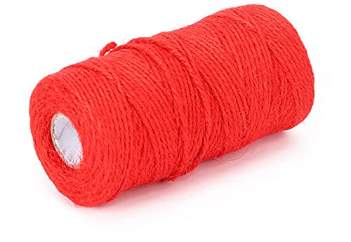 Corda di iuta, resistente corda di canapa da 100 m / 3937 pollici leggera per lavori di bricolage e giardinaggio[rosso]Spago da giardino