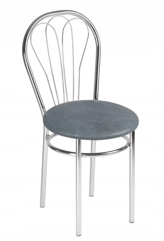 All4All Stuhl Venus - Küchenstuhl aus Metal Chrom - Bistrostuhl - Esszimmer - Wohnzimmer - Esszimmerstuhl -Wohnzimmerstuhl (S17 Silber)
