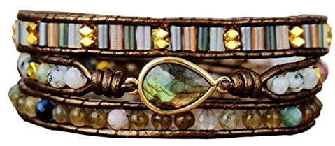ZOSOJONA Boho Wrap Bracelets Natural Jasper Crystal Stone Variety Beads Strand Bracelet Jewelry Collection For Women