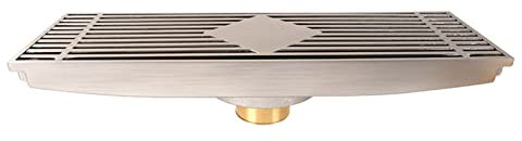 Linear Dusche Bodenablauf, 12Inch Messing Dusche Drain Mit Abnehmbaren Deckel Gitterrost, Lange Rechteck Badezimmer Bodenablauf,Brushed