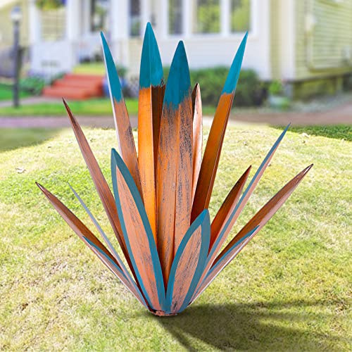 Homight Große Agavenskulptur Rustikale Metall Agave Pflanze Outdoor Innendekoration Outdoor Rasen Dekoration Hof Holzpfosten Passender Garten Geeignet für Terrasse
