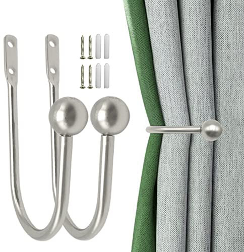TSHAOUN 2 Stück Raffhalter Metall Gardinenhalter Vorhang-Raffhalter, Raffhalter Gardinenhalter, Wandbefestigung Vorhanghalterungen, Raffbügel für Vorhänge, U-Form Gardinenhalter