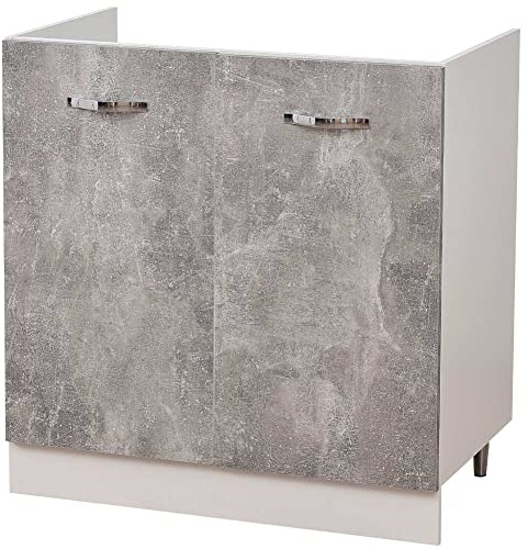 Shally Dogan Meuble de Cuisine 2 Portes modulables Meuble de Base de 80 pour évier (80 x 50 x 85 cm, Gris)