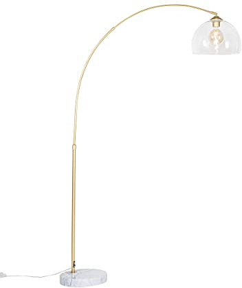 Qazqa arc - Lampadaire avec Abat-Jour - 1 lumière - H 170 cm - Doré/Laiton - Moderne - éclairage intérieur - Salon I Chambre