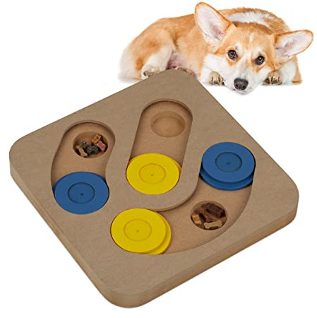 Relaxdays Intelligenzspielzeug für Hunde, Leckerli verstecken, interaktives Hundespielzeug Intelligenz, MDF, mehrfarbig, 1 Stück