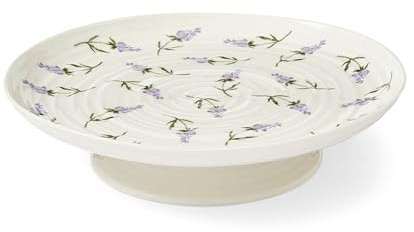 Portmeirion Sophie Conran Lavandula Assiette à gâteau sur pied | Présentoir à gâteau en porcelaine de 30,5 cm | Présentoir à dessert rond blanc | Présentoir à cupcakes pour fêtes d'anniversaire, mariages et fêtes prénatales
