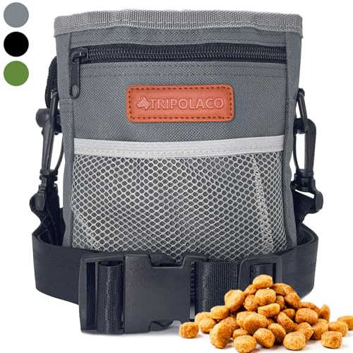 TRIPOLACO Dog Treat Pouch, Large Treat Pouches for Pet Training with Multiple Pockets, Built-in Poop Bag Dispenser & Phone Holder, 3 Wear Styles, Ideal Dog Treat Bag for Training & Walks