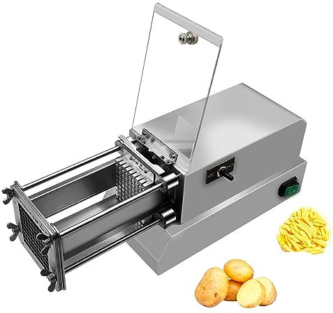 PODEC Electric French Fry Cutter, Stainless Steel Potato Strip Cutting Machine with 8mm Grid and Non-slip Feets, Commercial and Household Potato Slicer, for Potatoes Onion Cucumbers Apples