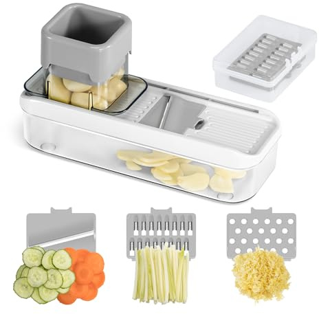 Badelite Mini Garlic Slicer Multi-Functional Mandoline Slicer Veggie Shredder Garlic Ginger Grinder Vegetable Mandoline Cutter with Container