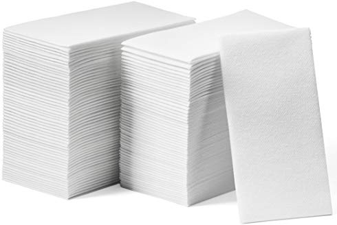 Lintext Disposable Linen-Feel Guest Towels - 12 x 17 Cloth-Like Hand Towels - Made In USA, Soft And Absorbent Paper Napkin For Bathroom, Kitchen, Or Event [Extra-Soft - Pack of 50], White
