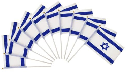 YARNOW Handflagge Israel-Flagge Israelische Stab Runde Oberseite Nationale Ländern Handschwenkende Für Paraden Festivals Veranstaltungen Partyzubehör 20 X 28 Cm