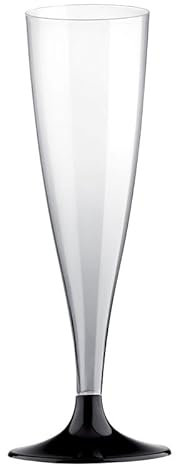 Playflip 432 Bicchieri da spumante riutilizzabili da vino, 140 ml, in plastica, infrangibile, trasparente, nero
