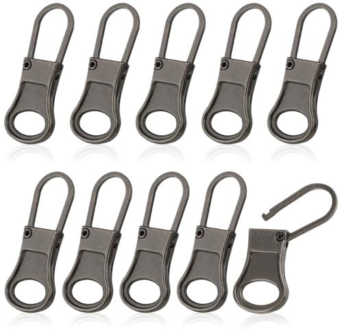 Tyqour 12 Stück Reißverschluss Anhänger Universal Metall Reißverschluss Zipper, Abnehmbarer Reißverschluss Zieher, Ersatz Reissverschluss Zipper Reparatur Set für Koffer Gepäck Geldbörse Rucksäcke
