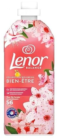Lenor Adoucissant 56 Lavages, Fleur de Cerisier, Collection Bien-être, Avec Une Touche d’Huile Essentielle