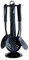Pradel Excellence - PUST003009 - Ensemble 6 Ustensiles de Cuisine - Nylon Noir - Manches Polypropylène - Support Rotatif - Cuillère à Sauce, Louche, Pelle, Écumoire, Cuillère à Spaghetti