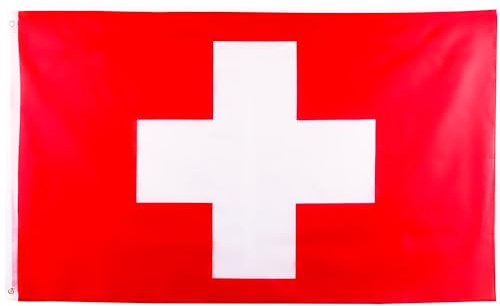 Grand Drapeau Suisse 90x150 cm (5x3ft) Géant Pavillon Suisse pour Coupe du Monde de Football 2026 Fête Nationale Jeux Olympiques Décoration Sport Bar Jardin Rue Déco Fête Supporter XL