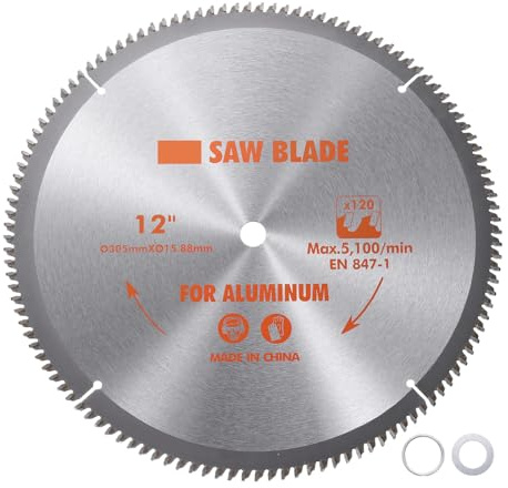 Kozelo Circular Saw Blade - [12-inch x 120 Teeth x 5/8-inch Arbor] Circular Cutting Blade with 5/8 to 3/8 Washer Adapter for Woodworking Plastic Use, 0.118-inch Kerf