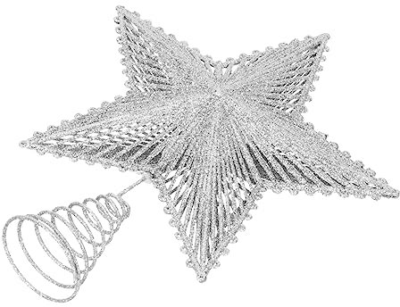 Cabilock Weihnachtsbaumschmuck Baumkrone Stern Dekorativer Silberner Stern Weihnachtsbaumspitze Festliche Dekoration