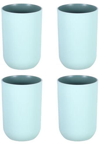 QUARKZMAN Bicchieri in Plastica da 4pz, Doppio Colore Infrangibile e Riutilizzabile, Tazza da Bagno, Tazza per Collutorio, Portabicchiere per Spazzolino, Azzurro