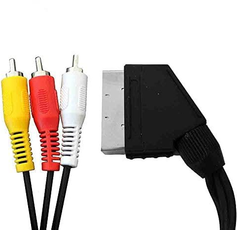 VoltShine Prise péritel mâle vers 3 RCA sortie 1,5 m. Connectez-vous à une qualité sonore optimale. Idéal pour les transferts audio et vidéo, design durable et flexible, parfait pour vos appareils.