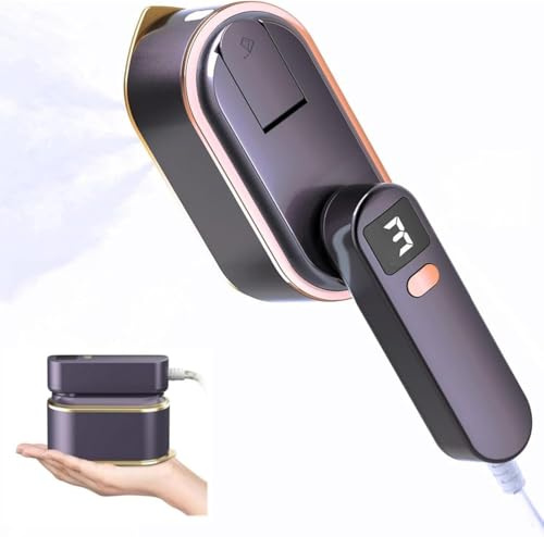 Travel Clothes Steamer Portable Iron - LCD Screen 2 in 1 Powerful Steam Clothing 150ML Wrinkles Remover for Garments,3 Steam Levels Output,10S Fast Heat-up,Iron for Travel,Home,Office