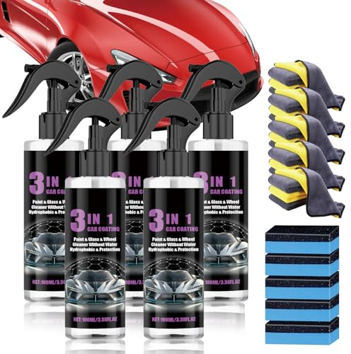 Nano Ceramica Rivestimento Spray, 3 in 1 Car Coating Spray Auto Rivestimento Protettivo, Spray Per La Rimozione Dei Graffi Per Auto, Car Coating Agent Spray 100ml (5 pezzi)