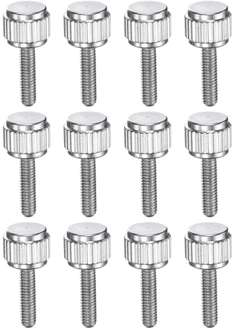 sourcing map Rändelschrauben, M2,5 x 10 mm, Edelstahl, Verriegelungsschrauben, runder Flachkopf, Knaufschrauben für Schieblehre, Messwerkzeug, Zubehör, Silber, 12 Stück