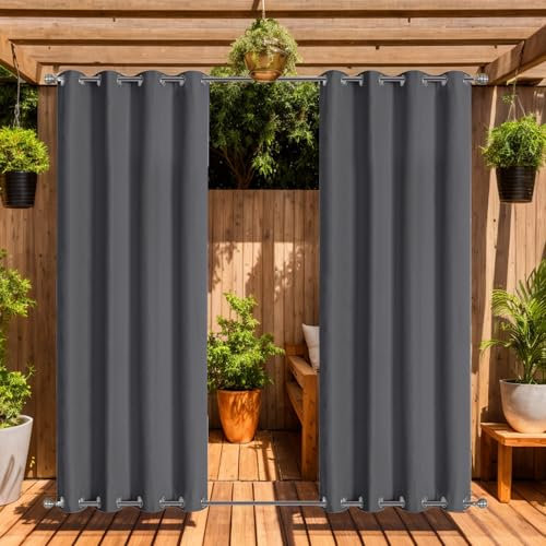 LiveGo Tenda da esterno per giardino, patio, gazebo, pergola, impermeabile, antivento, 2 pannelli, tende per esterni, pergola, gazebo, isolamento termico, protezione UV