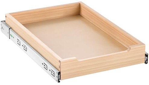 VEVOR Organiseur d'armoire coulissant 356 x 533 mm, tiroir coulissant cuisine en bois, étagère coulissante à fermeture douce, assemblage inférieur et latéral, pour cuisine, garde-manger, salle de bain