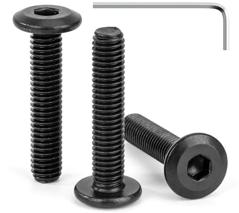 Tunejoy 30 Piezas Tornillos de Cabeza Plana M6 x 30 mm Negro Tornillo de Cabeza Hexagonal de Acero Inoxidable A2 V2A Perno de Muebles con llave Allen Rosca Completa