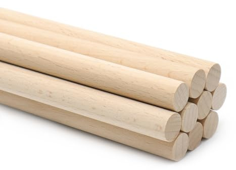 lyualma 10 varillas de madera naturales redondas de 1,2 x 30 cm, sin procesar, para manualidades, tacos de madera, artículos de manualidades para arte y bricolaje