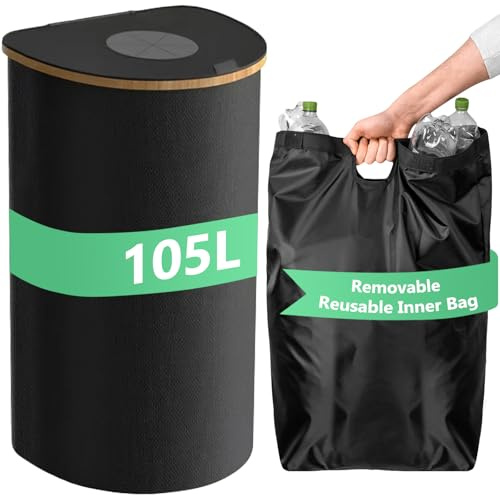 Vautvis Deposit Bottles Collection Container 105 L, Deposit Bottles Container Large, Deposit Bottles Collection Container with Lid and Removable Carry Bags, Bottle Collector Empty, Deposit Bottles