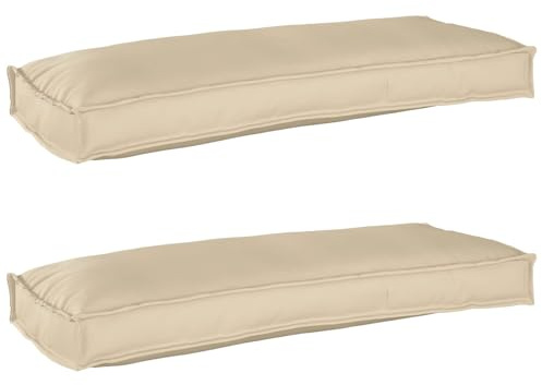 vidaXL Set di Cuscini per Pallet 2 PCS Beige 100 x 40 x 8 cm, Cuscino Esterno, Moderno e Resistente, per Giardino e Terrazzo, Comfort e Stile in Unico Design