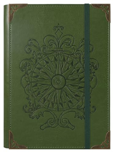 TIEFOSSI A5-Ringbuch mit 6 Ringen Tagebuch für Frauen und Männer, Hardcover Notizbuch aus PU-Leder, Kompass Vintage Notizbücher, College Lineatur für Schule, Arbeit, Reise & Organisation