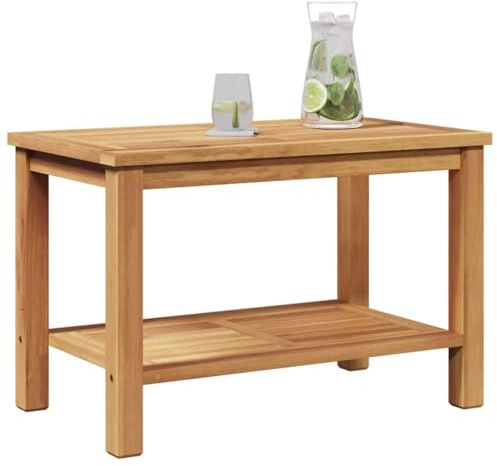 vidaXL Kaffeebord Brun 70 x 40 x 45 cm Massivt teakträ, Alfresco Kaffe Bord, Modernt Utomhusmöbel för Avkoppling, Smart Förvaring, Minimalistisk Design för Trädgård eller Terrass