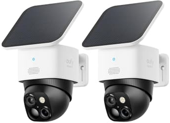 eufy Security SoloCamS340 caméra de sécurité Solaire,Camera Surveillance WiFi exterieure sans Fil,Surveillance 360° 3K,sans Angle Mort, Wi-FI 2,4 GHz, sans Frais mensuels, Compatible HomeBase 3, 2pack