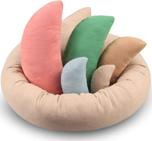 Xanewza 6 Stück Fotorequisiten für Neugeborene, Neugeborenen Foto Requisiten Kissen, Baby Fotografie Korb Bilder Kleinkind Posing Requisiten, 1 Foto Donut, 5 Posing Mehrfarbig Kissen (Fits 0-3 Monat)
