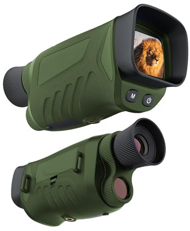 Visor Nocturno, Telescopio Monocular Infrarrojo Digital 4K,Gafas Infrarrojos Visión Nocturna Monocular, Telescopio portátil, 410m Rango de Detección, para Caza y Observación de Fauna(Color:Verde)