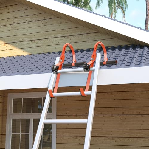 LALABU Leiterstabilisator Dachleiter, 2 Stk Leiter Dachhaken, Leiter-Stabilisator mit Gummigriffen,Leiterhaken für Dach,Tragfähigkeit 500lbs Dachleiter für Schornsteinfeger
