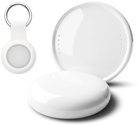 [NEW] Smart Tag PRO bluetooth, Compatibile Apple Find My (IOS 14.5 in poi). Anti-smarrimento chiavi, bagagli, animali. Batteria sostituibile 365 giorni, Allarme sonoro. (smart tag bianco pack 1)